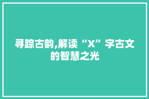 寻踪古韵,解读“X”字古文的智慧之光