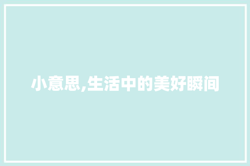 小意思,生活中的美好瞬间