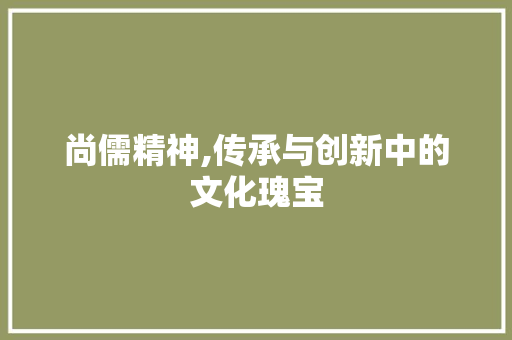尚儒精神,传承与创新中的文化瑰宝 报告写作