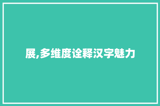 展,多维度诠释汉字魅力