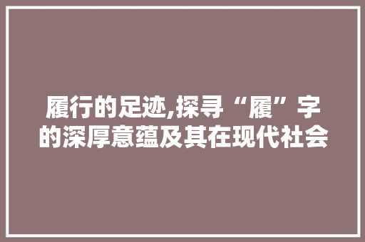 履行的足迹,探寻“履”字的深厚意蕴及其在现代社会的体现 商业文案