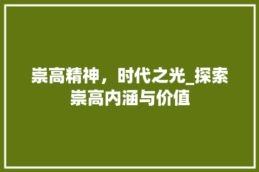 崇高精神，时代之光_探索崇高内涵与价值
