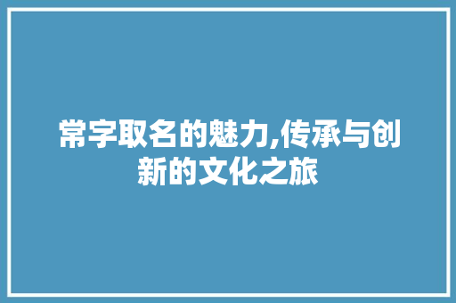 常字取名的魅力,传承与创新的文化之旅