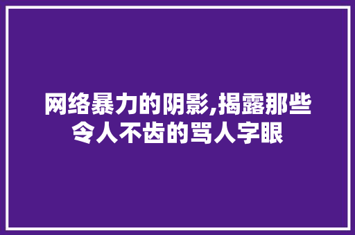 网络暴力的阴影,揭露那些令人不齿的骂人字眼