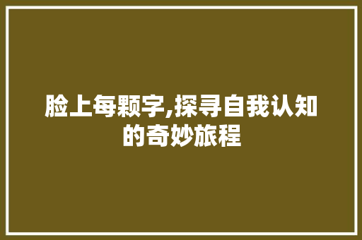 脸上每颗字,探寻自我认知的奇妙旅程 报告写作