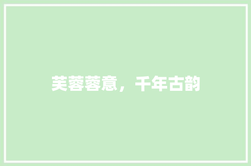 芙蓉蓉意，千年古韵 写作社区