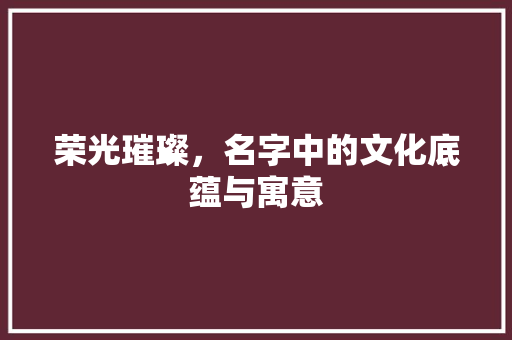 荣光璀璨，名字中的文化底蕴与寓意