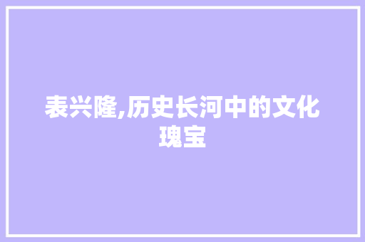 表兴隆,历史长河中的文化瑰宝