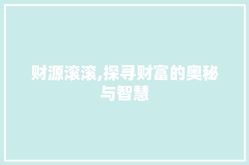 财源滚滚,探寻财富的奥秘与智慧 范文赏析