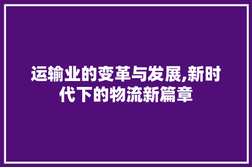 运输业的变革与发展,新时代下的物流新篇章