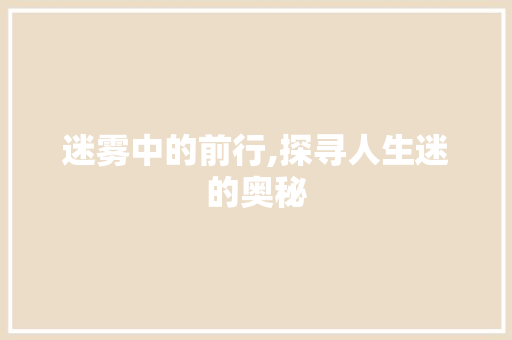 迷雾中的前行,探寻人生迷的奥秘 简历模板