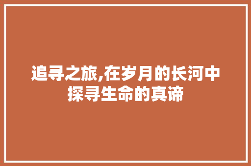 追寻之旅,在岁月的长河中探寻生命的真谛 商业文案