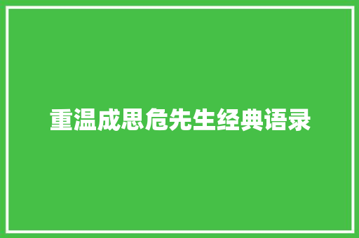 重温成思危先生经典语录