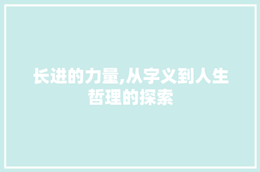 长进的力量,从字义到人生哲理的探索 报告写作