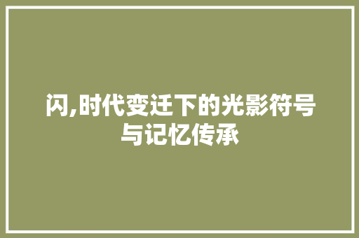 闪,时代变迁下的光影符号与记忆传承