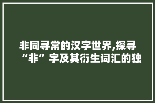 非同寻常的汉字世界,探寻“非”字及其衍生词汇的独特魅力