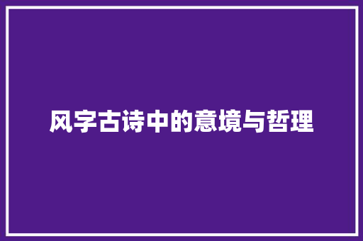 风字古诗中的意境与哲理