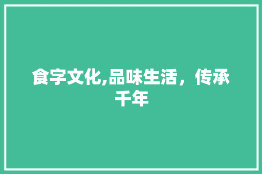 食字文化,品味生活，传承千年