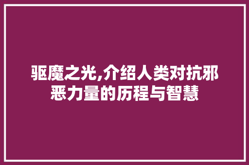 驱魔之光,介绍人类对抗邪恶力量的历程与智慧