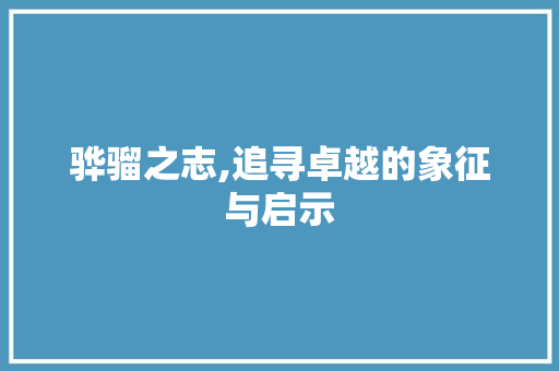 骅骝之志,追寻卓越的象征与启示