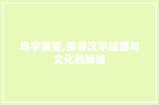 鸟字演变,探寻汉字起源与文化的脉络