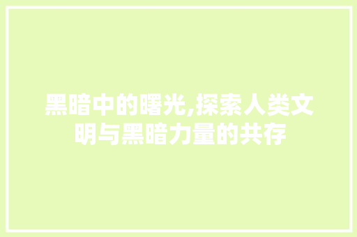 黑暗中的曙光,探索人类文明与黑暗力量的共存