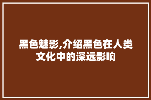 黑色魅影,介绍黑色在人类文化中的深远影响