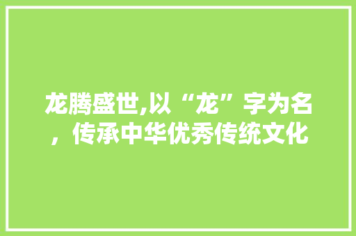龙腾盛世,以“龙”字为名，传承中华优秀传统文化