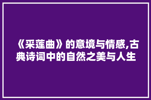 《采莲曲》的意境与情感,古典诗词中的自然之美与人生哲理