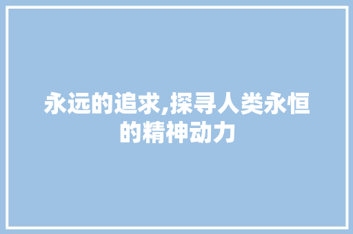 永远的追求,探寻人类永恒的精神动力