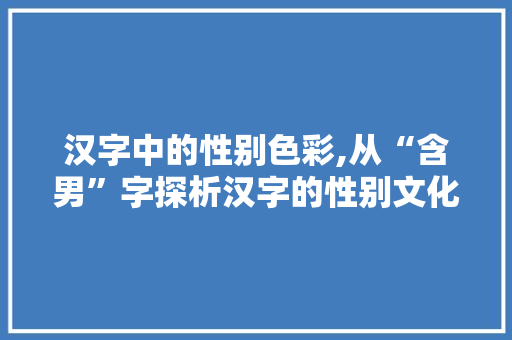 汉字中的性别色彩,从“含男”字探析汉字的性别文化内涵 范文赏析