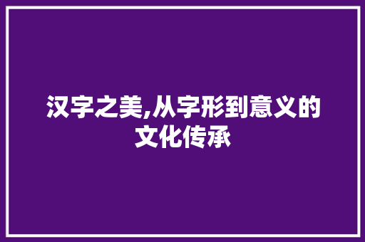 汉字之美,从字形到意义的文化传承 写作社区