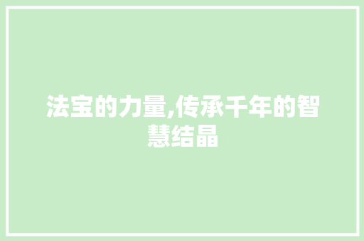 法宝的力量,传承千年的智慧结晶