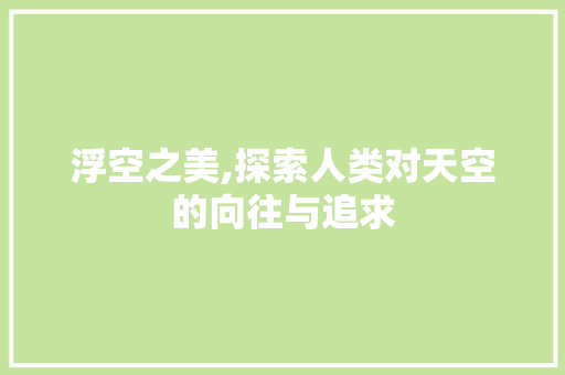 浮空之美,探索人类对天空的向往与追求 诗歌创作