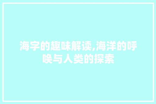 海字的趣味解读,海洋的呼唤与人类的探索 写作技巧
