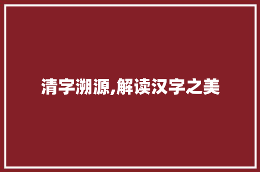清字溯源,解读汉字之美 写作素材