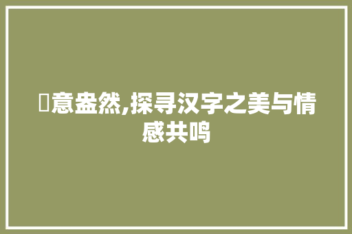 漌意盎然,探寻汉字之美与情感共鸣 报告写作