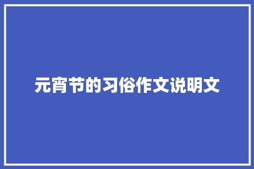 元宵节的习俗作文说明文