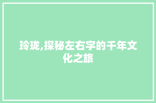 玲珑,探秘左右字的千年文化之旅