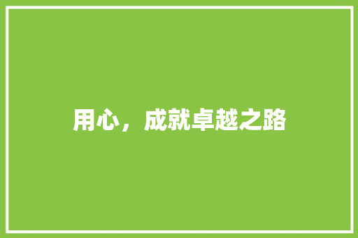 用心，成就卓越之路