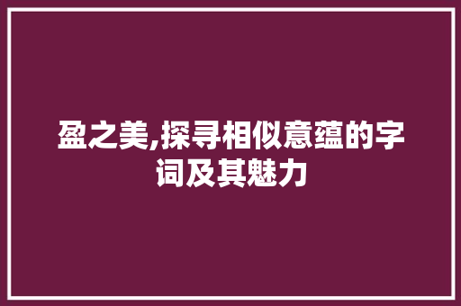 盈之美,探寻相似意蕴的字词及其魅力