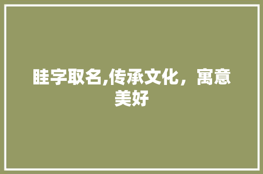 眭字取名,传承文化，寓意美好
