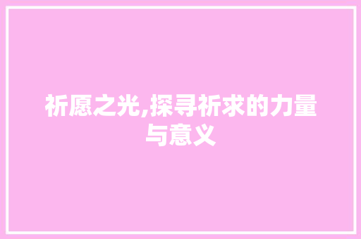 祈愿之光,探寻祈求的力量与意义 写作社区