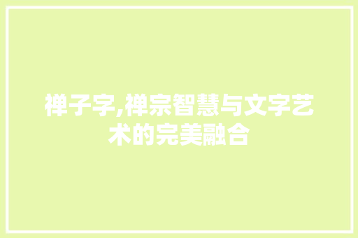 禅子字,禅宗智慧与文字艺术的完美融合 写作技巧
