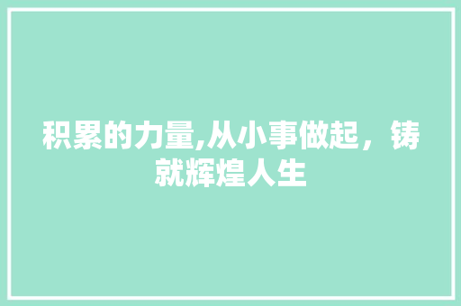 积累的力量,从小事做起，铸就辉煌人生 报告写作