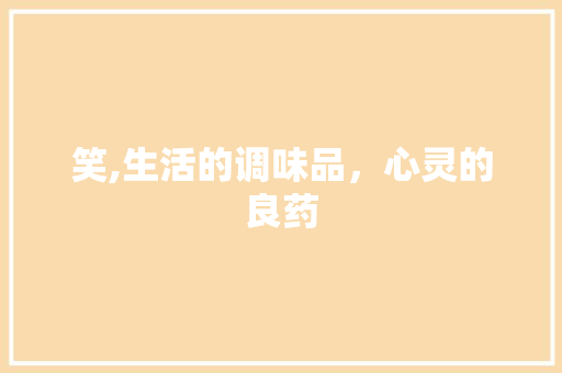 笑,生活的调味品，心灵的良药