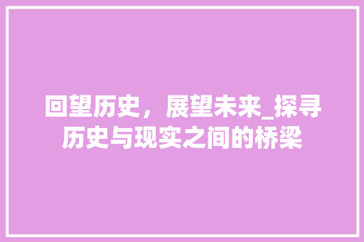 回望历史，展望未来_探寻历史与现实之间的桥梁
