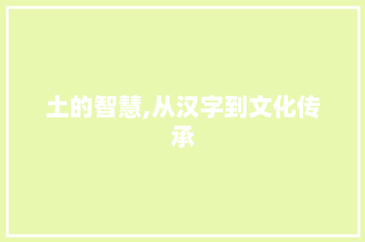 土的智慧,从汉字到文化传承 写作素材