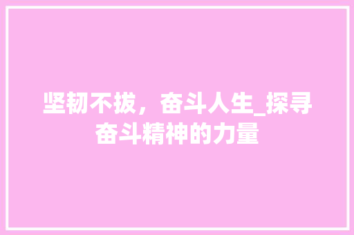 坚韧不拔，奋斗人生_探寻奋斗精神的力量 写作素材