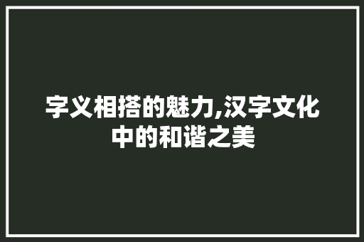 字义相搭的魅力,汉字文化中的和谐之美